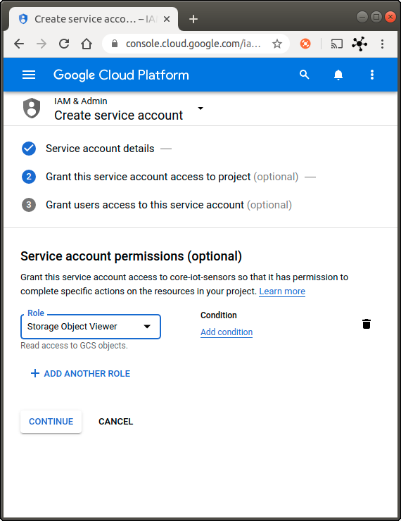 Create service account