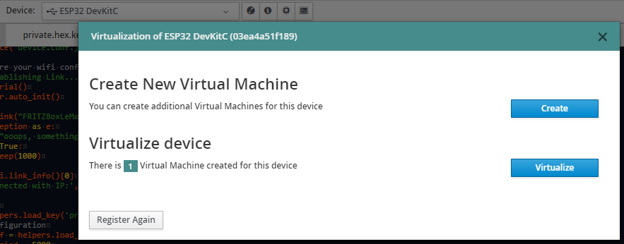 Zerynth: Create VM