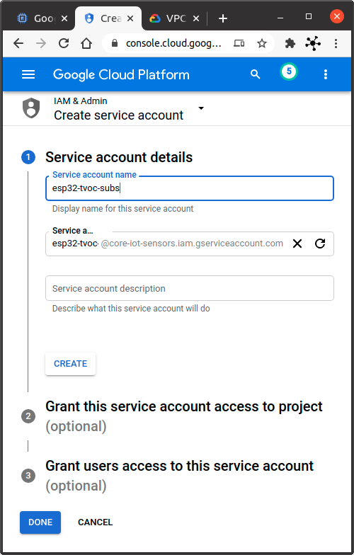 Create a service account