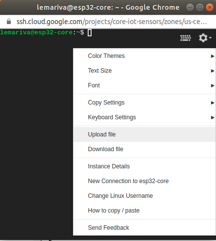 Upload files to the VM