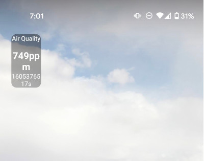 Gauge Widget reporting TVOC measurements