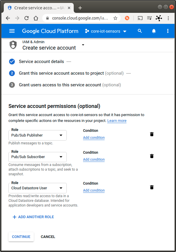 Grant the service account permissions