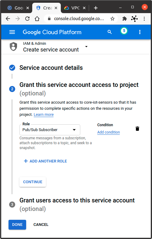 Grant the service account permissions