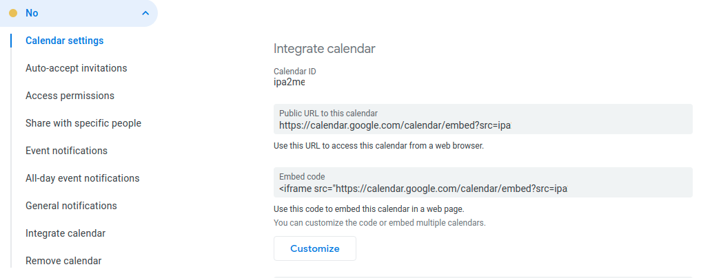 Getting Calendar ID