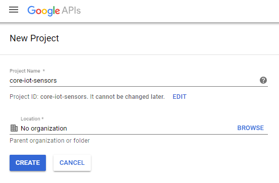 Google Cloud Platform: New Project