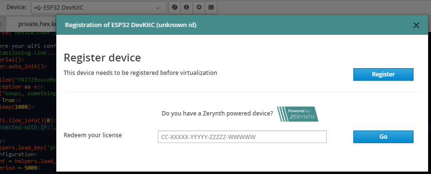 Zerynth: Device Register