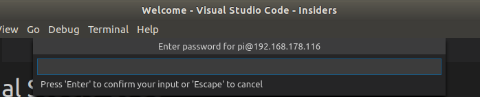 Password pop-up for remote connection